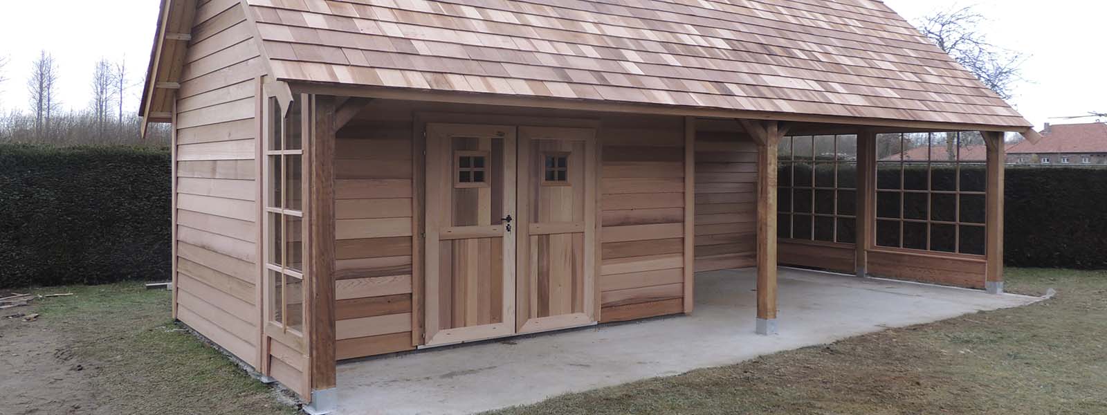 Abris de jardin, Carports & Poolhouses. Installation professionnelle par nos soins.